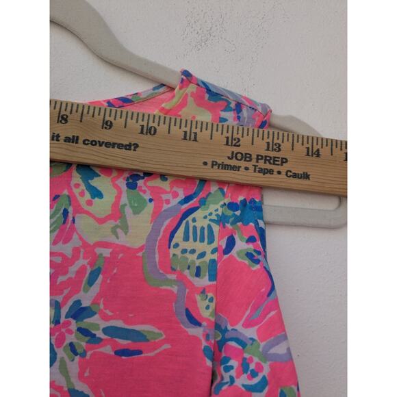 LILLY PULITZER Girl's Dress Cold Shoulder 3/4 Sleeve Neon Pink Floral Size 8-10 - Picture 5 of 10